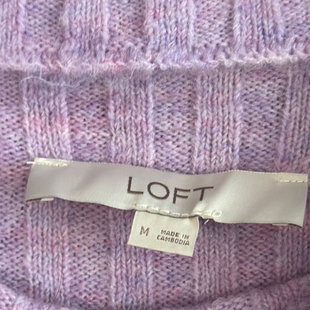LOFT Lavender short Cowl Neck Sweater Sz M - Picture 2 of 8